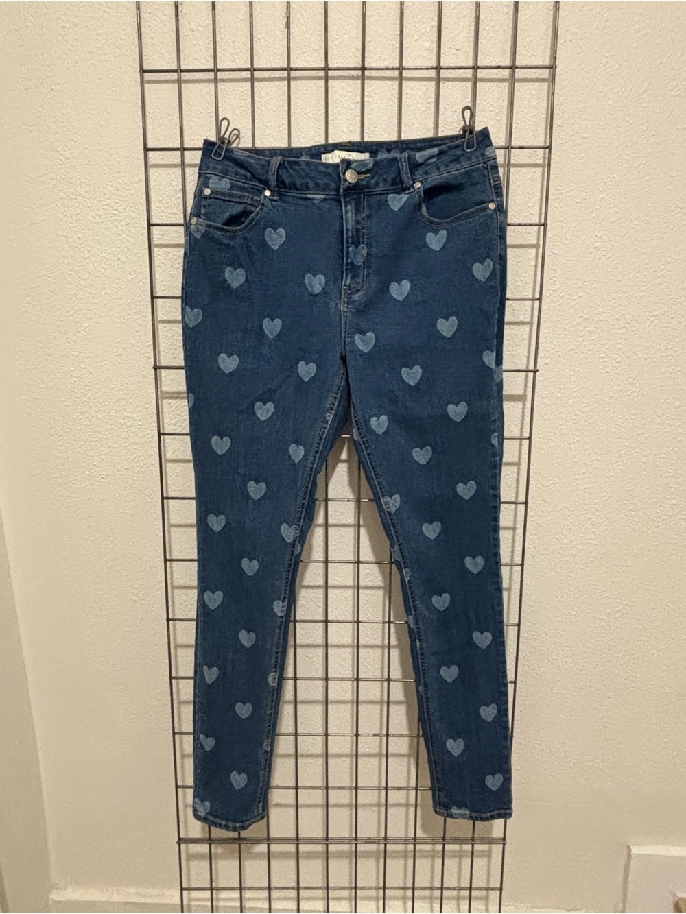 Heart Print Dark Blue Women's Jeans